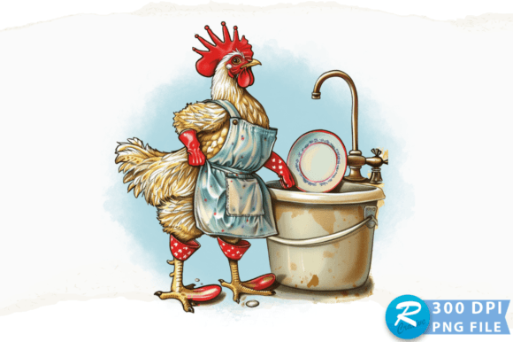 Charming Chicken in Apron and Red Boots